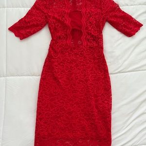 Red Lace Cocktail Dress (XS)